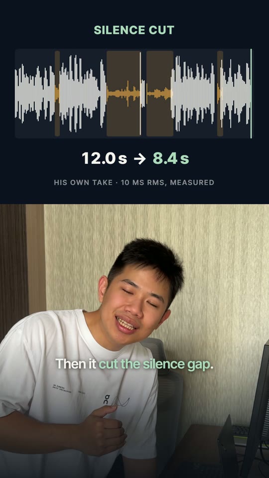 Reel frame showing a silence-cut waveform